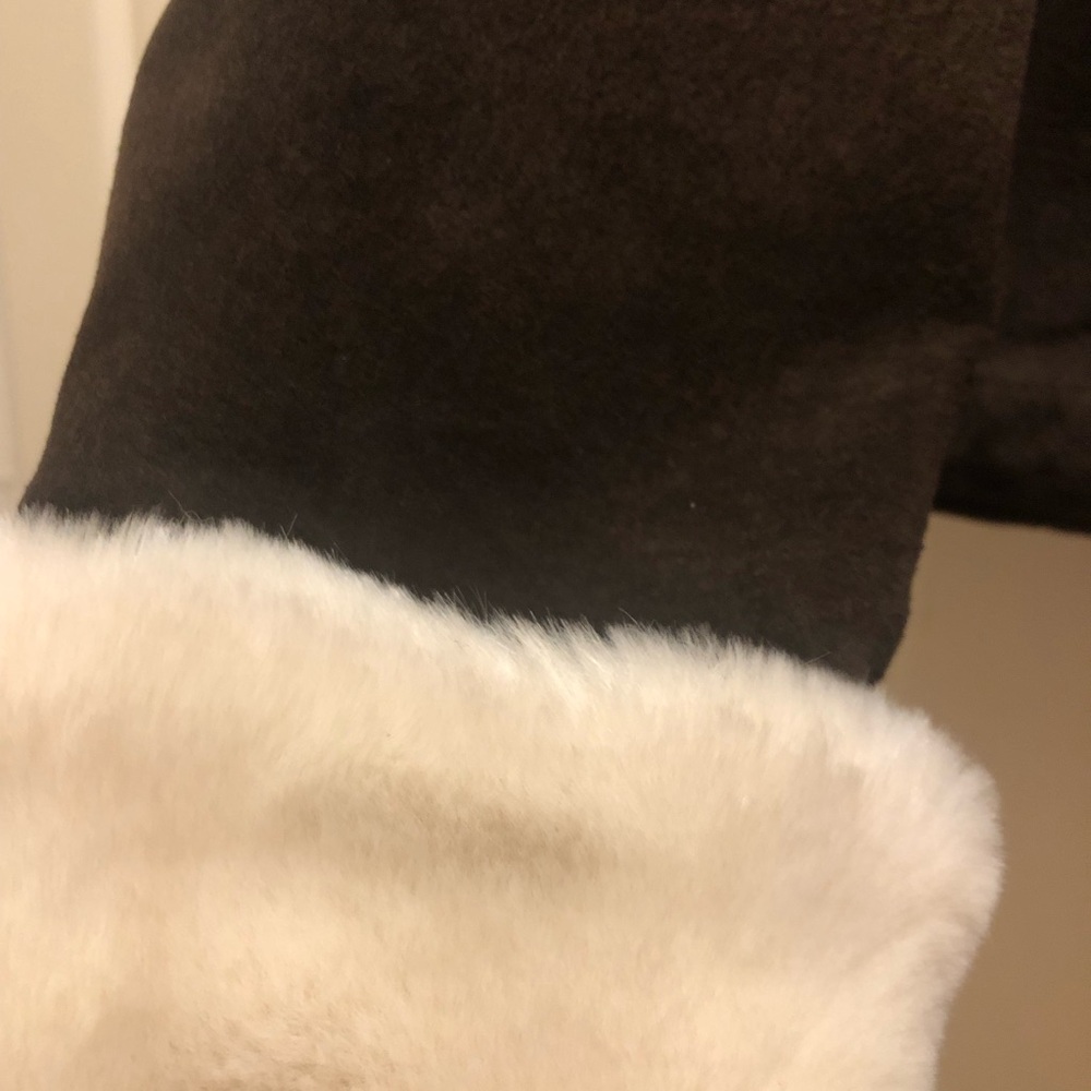 Maxima Dark Brown Teddy Jacket with White Trim - Picture 2 of 10